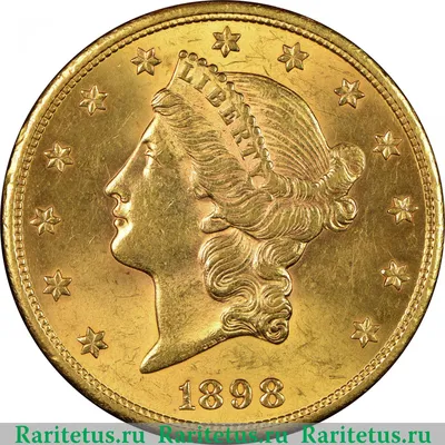 Цена 20 долларов 1908 года, двойной орёл, с девизом \"In God We Trust\" на  реверсе, знак \"D\" - Денвер [США]
