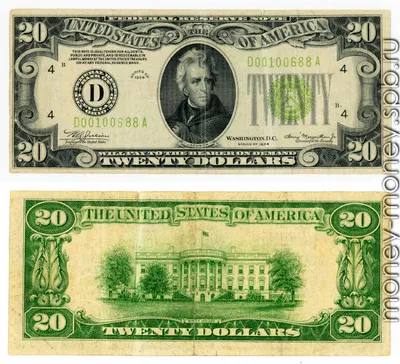Банкнота 20 долларов ― США ― 1928 год ― KM#422.b - Интернет-магазин монет и  банкнот - Мани-Мани