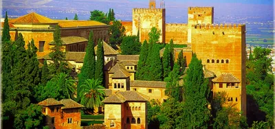 Вид Закат Дворце Крепости Альгамбра Гранаде Испания стоковое фото ©vidarnm  319132814