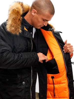 Куртка Аляска Slim Fit N-3B (черная/оранж - black/orange)