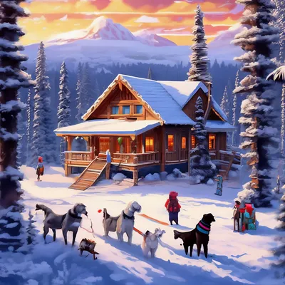 Аляска, зима, пушистые ёлки в снегу…» — создано в Шедевруме