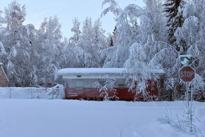 Вид Воздуха Фэрбенкс Холодный Зимний День Аляска Сша стоковое фото  ©wirestock_creators 654616544