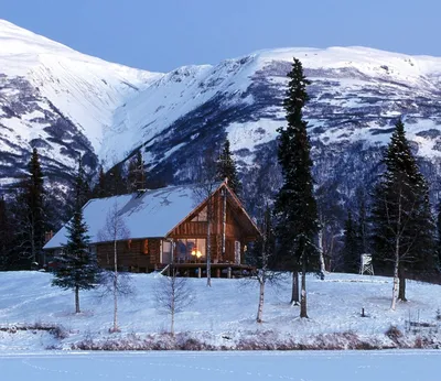 Log Павильон На Аляске Зимой — стоковые фотографии и другие картинки Аляска  - Штат США - Аляска - Штат США, Арктика, Без людей - iStock