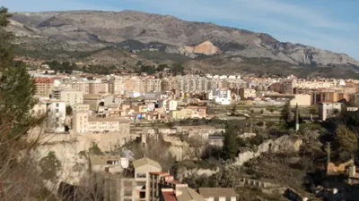 The inland city of Alcoi, Alcoy, Valencia, Spain and its surrounding  mountains Stock Photo - Alamy