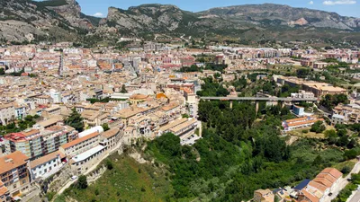 The inland city of Alcoi, Alcoy, Valencia, Spain and its surrounding  mountains Stock Photo - Alamy