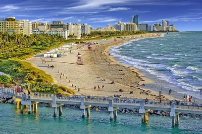 Miami, Florida, USA aerial skyline at dusk Stock Photo - Alamy