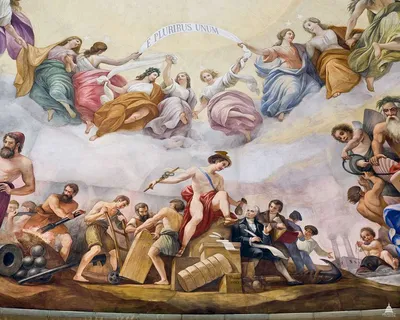 Апофеоз Вашингтона, фреска под куполом, Ротонда Капитолия США - Библиотека  Конгресса Поиск в мировом общественном достоянии