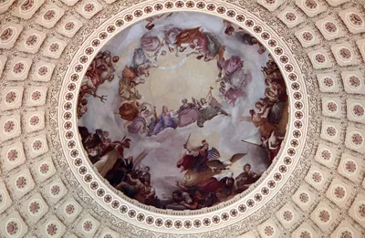 Photolithograph of the Fresco 'Apotheosis of Washington', in the dome of  U.S. Capitol Building. By Constantino Brumidi (1805-1880) Italian-American  historical painter. Dated 1890 Stock Photo - Alamy