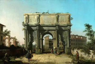 Джованни Антонио Каналь (Каналетто) - Триумфальная арка Константина в Риме,  1745, 122×83 см: Описание произведения | Артхив