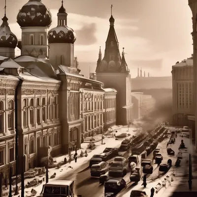 Старинные здания Москвы, наводнение, …» — создано в Шедевруме