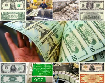 Доллар США купюра крупным планом, Федеральный резерв США банкноты fragmen  стоковое фото ©Dudaeva 314693914
