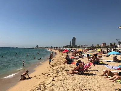 La Barceloneta Beach, in Barcelona, Spain Editorial Stock Image - Image of  crowded, leisure: 43744084