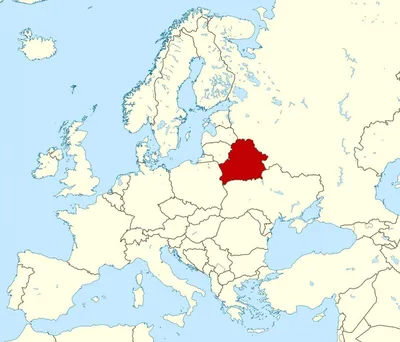 Беларусь на карте мира - расположение Беларуси на карте мира (Восточная  Европа - Европа)