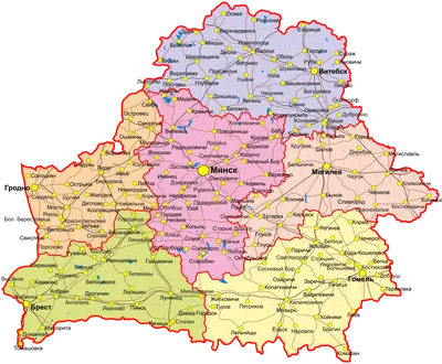 Векторная карта Белоруссии с областями и городами — Abali.ru