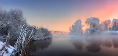 Красивые зимнии фотографии природы Беларуси, река Свислочь
