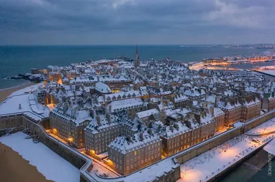 Снег в Сан-Мало. (Saint-Malo) Бретань, Франция | Пикабу