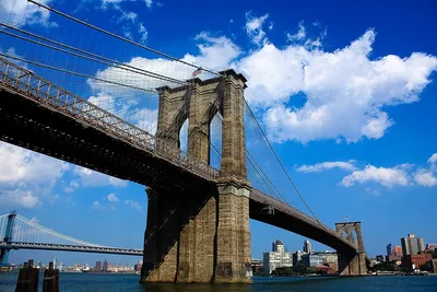Фотографии Нью-Йорк США Brooklyn Bridge East River мост 1920x1080