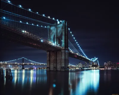 Обои для рабочего стола Нью-Йорк Манхэттен штаты Brooklyn Bridge