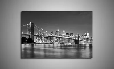 Самоклеющиеся фотообои \"Бруклинский мост, Нью Йорк\", 90x210 см, эффект черно -белый - купить в Москве, цены на Мегамаркет