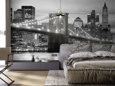 Бруклинский Мост И Манхэттен Ночью Черное И Белое Фотография, картинки,  изображения и сток-фотография без роялти. Image 18979861