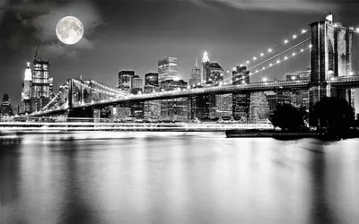 Черно-белое изображение Бруклинского моста в Нью-Йорке Стоковое Фото -  изображение насчитывающей подвес, ведущего: 62511148