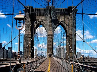 Обои Бруклинский мост в Нью-Йорке, картинки - Обои для рабочего стола Бруклинский  мост в Нью-Йорке фото из альбома: (города)