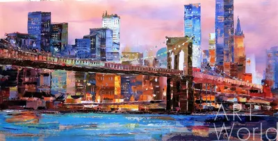 Бруклинский Мост Над Ист-Ривер Ночью В Нью-Йорке Манхэттен С Огнями И  Отражений. Фотография, картинки, изображения и сток-фотография без роялти.  Image 14448667