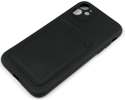 Чехол накладка силиконовый CTI для Apple iPhone 11 (6.1) с защитой  объектива камеры и карманом для карт (черный) Екатеринбург - A66.ru