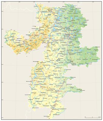Челябинская область. Физическая карта - Регионы - Каталог | Каталог  векторных карт