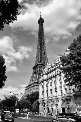 Эйфелева башня, черное и белое, Париж Обои 640x960 iPhone 4, 4s