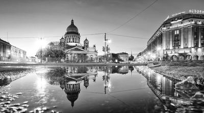 Фотообои, фреска Панорама черно-белый город, арт. ID10099 в Санкт-Петербурге  | Лепнина и товары для декора