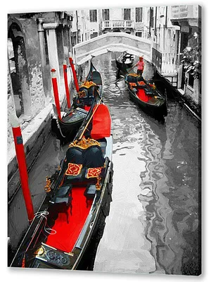 Картина на холсте Канал Венеции в стиле рисунка карандашом: - Арт. 070149 |  Купить в интернет-магазине - Уютная стена