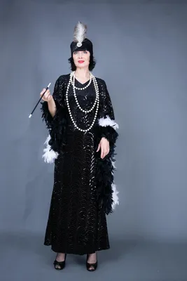 Черный женский костюм «Чарльстон» - платье в стиле Чикаго 30-х годов.
