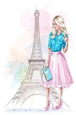 Картина на холсте \"Девушка в красном платье в Париже\"
