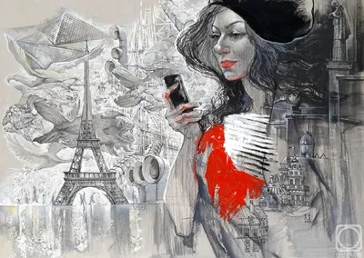 Картина по номерам \"Девушка и ночной Париж\"