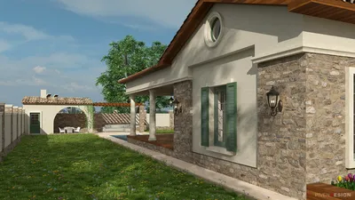 Проект двухэтажного кирпичного дома № 49-26 в итальянском стиле | каталог  Проекты коттеджей