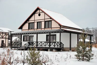 Проект двухэтажного дома из газобетона c полумансардной крышей № 53-96 в немецком  стиле | каталог Проекты коттеджей