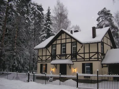 Дом двухэтажный в немецком стиле фахверк, цена в Омске от компании ЭКОСТРОЙ