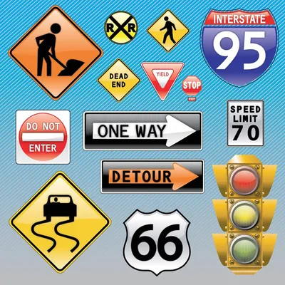 Дорожные знаки используемые в штате США Техаса Иллюстрация штока -  иллюстрации насчитывающей ограничение, направления: 67798545