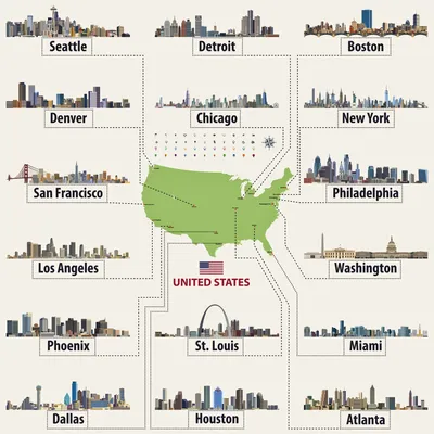 Карта достопримечательностей США - OrangeSmile.com