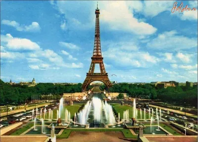 Самоклеящиеся фотообои \"Париж, Эйфелева башня ретро\", размер: 90x210 см,  эффект: отраженный