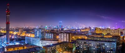 Ночной город 1 - Фото с высоты птичьего полета, съемка с квадрокоптера -  PilotHub