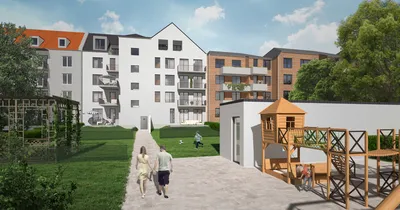 Проектирование экстерьера, разработка 3D планов многоквартирного жилого  дома в г. Эссен (Германия)
