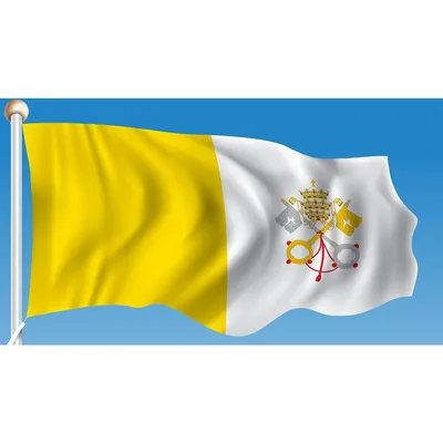 Флаг.ру: Кабинетный флаг Ватикана двухсторонний из атласа 100x150 | 100x150