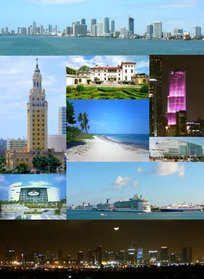 Картинка Флорида америка Miami Ночь Здания Города