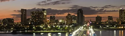 Картинка Флорида США Tampa берег в ночи Дома Города 3840x2160