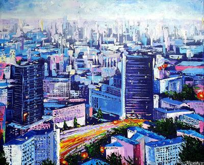 Картина Городской пейзаж \"Вид на Кремль через Москва-реку N2\" 60x90  JR160809 купить в Москве