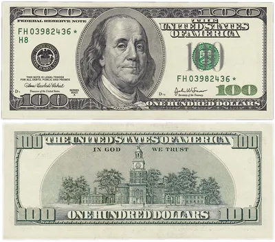 Банкнота США 100 долларов 2003 Series 2003 A стоимостью 15390 руб.