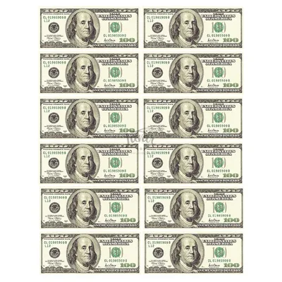 Серебряная прямоугольная монета США «Банкнота 100 долларов»