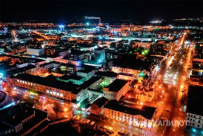 Огни ночного Бреста. Центр города с высоты (фото, видео)